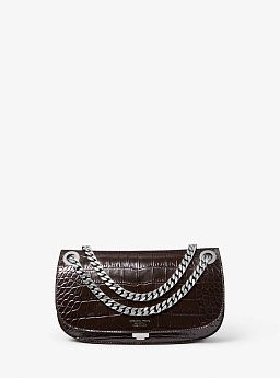 Christie Mini Crocodile Embossed Leather Envelope Bag